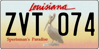 LA license plate ZVT074