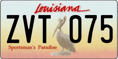 LA license plate ZVT075