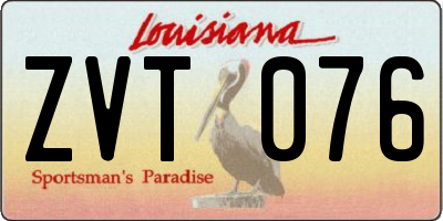LA license plate ZVT076
