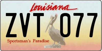 LA license plate ZVT077