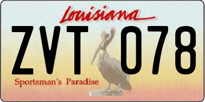 LA license plate ZVT078