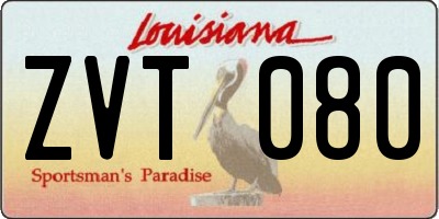 LA license plate ZVT080