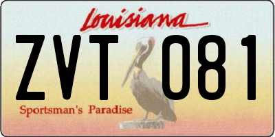 LA license plate ZVT081