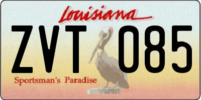 LA license plate ZVT085