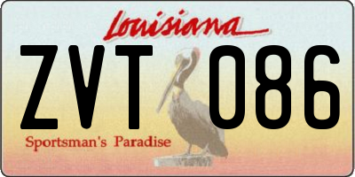 LA license plate ZVT086