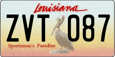 LA license plate ZVT087