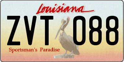 LA license plate ZVT088