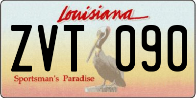 LA license plate ZVT090