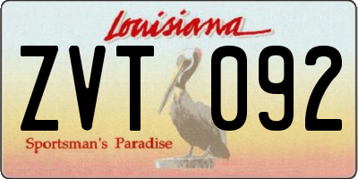 LA license plate ZVT092