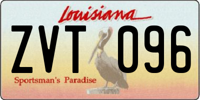 LA license plate ZVT096
