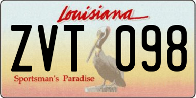 LA license plate ZVT098