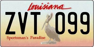 LA license plate ZVT099