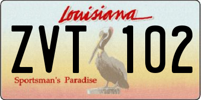 LA license plate ZVT102