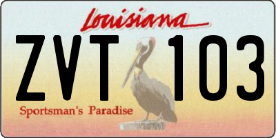 LA license plate ZVT103