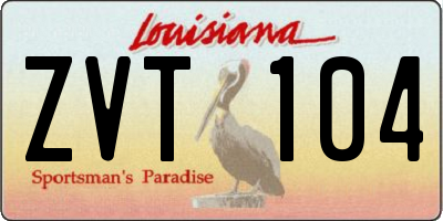 LA license plate ZVT104