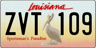 LA license plate ZVT109