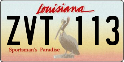 LA license plate ZVT113