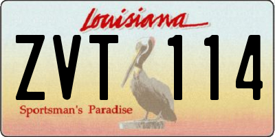 LA license plate ZVT114