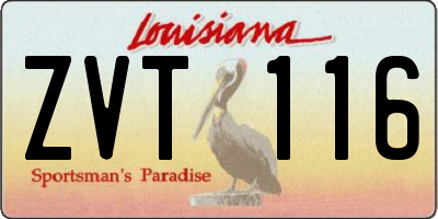 LA license plate ZVT116