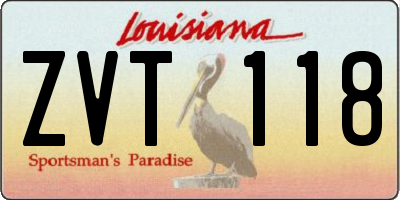LA license plate ZVT118