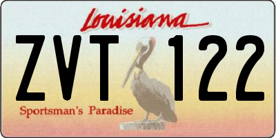 LA license plate ZVT122