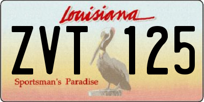 LA license plate ZVT125