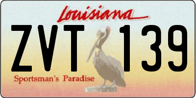 LA license plate ZVT139