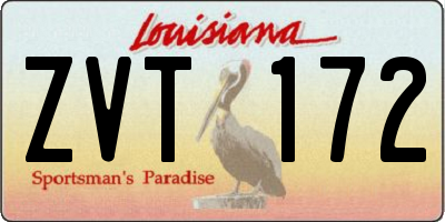 LA license plate ZVT172