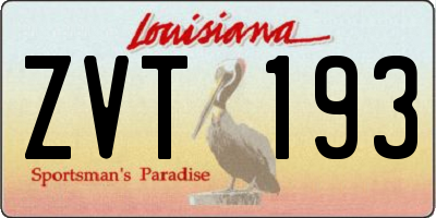 LA license plate ZVT193