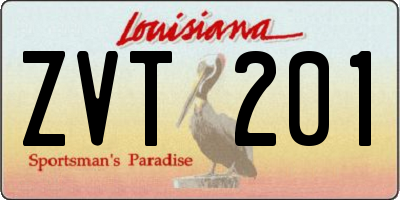 LA license plate ZVT201