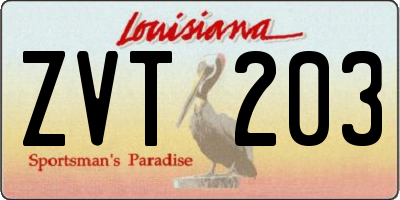 LA license plate ZVT203