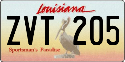 LA license plate ZVT205