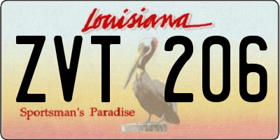 LA license plate ZVT206