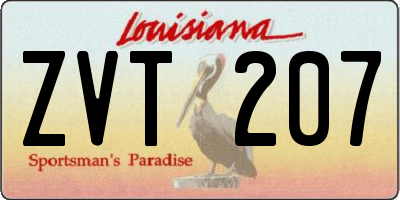 LA license plate ZVT207