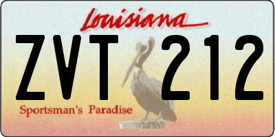 LA license plate ZVT212