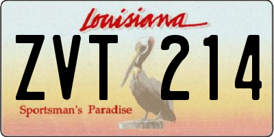 LA license plate ZVT214