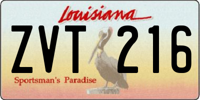 LA license plate ZVT216