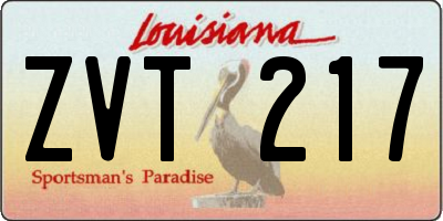 LA license plate ZVT217