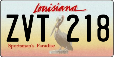 LA license plate ZVT218