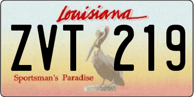 LA license plate ZVT219