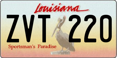 LA license plate ZVT220