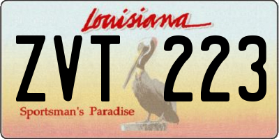 LA license plate ZVT223