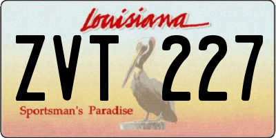 LA license plate ZVT227