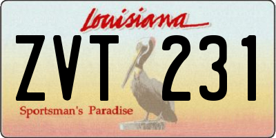 LA license plate ZVT231