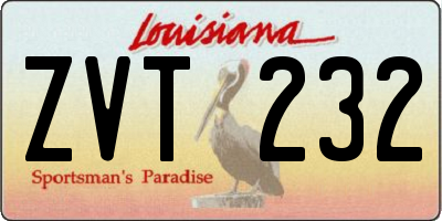 LA license plate ZVT232