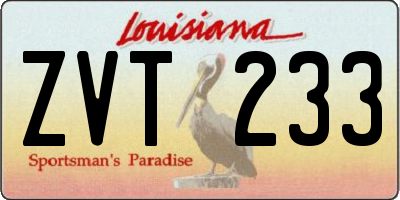 LA license plate ZVT233