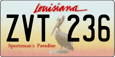 LA license plate ZVT236