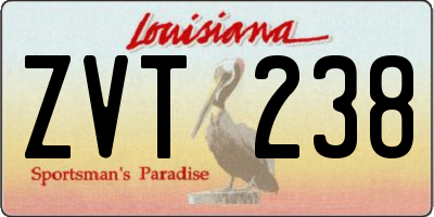 LA license plate ZVT238