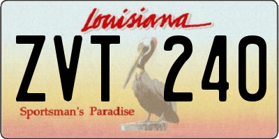 LA license plate ZVT240