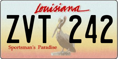 LA license plate ZVT242